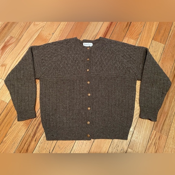 VTG Robert Scott 100% Wool Cardigan Sweater Women’s Size L/Petite Greenish Gray - Picture 1 of 10
